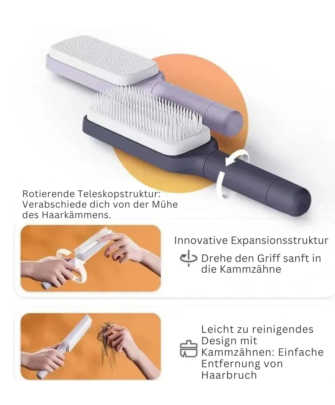 Selbstreinigende Haarbürste