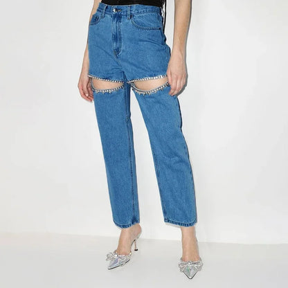 Stylische Jeans mit Strass und Glitzersteine