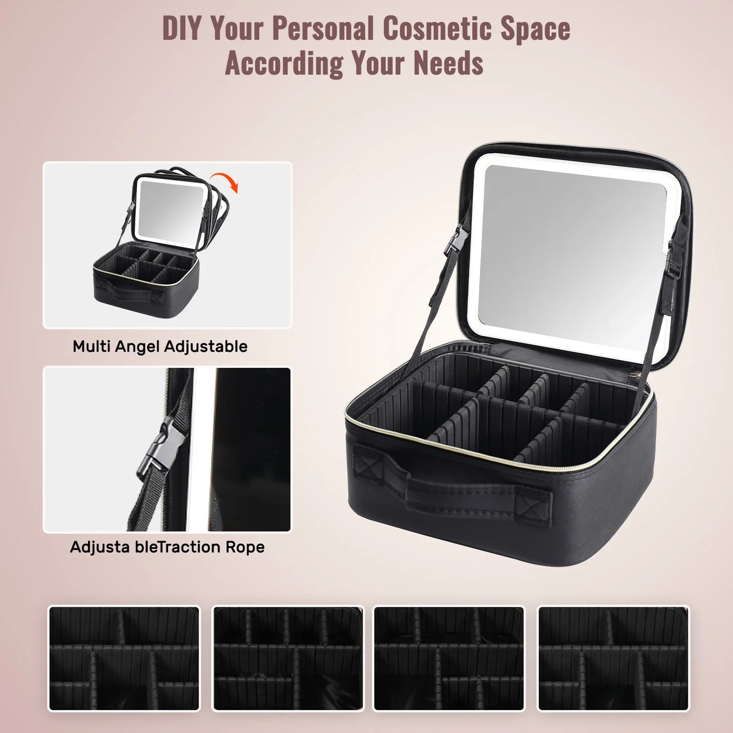 LED Mirror Makeup Bag