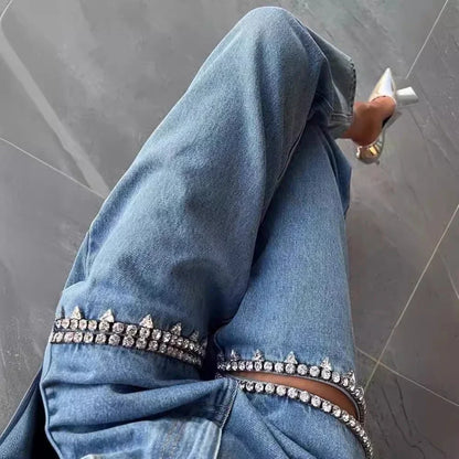 Stylische Jeans mit Strass und Glitzersteine