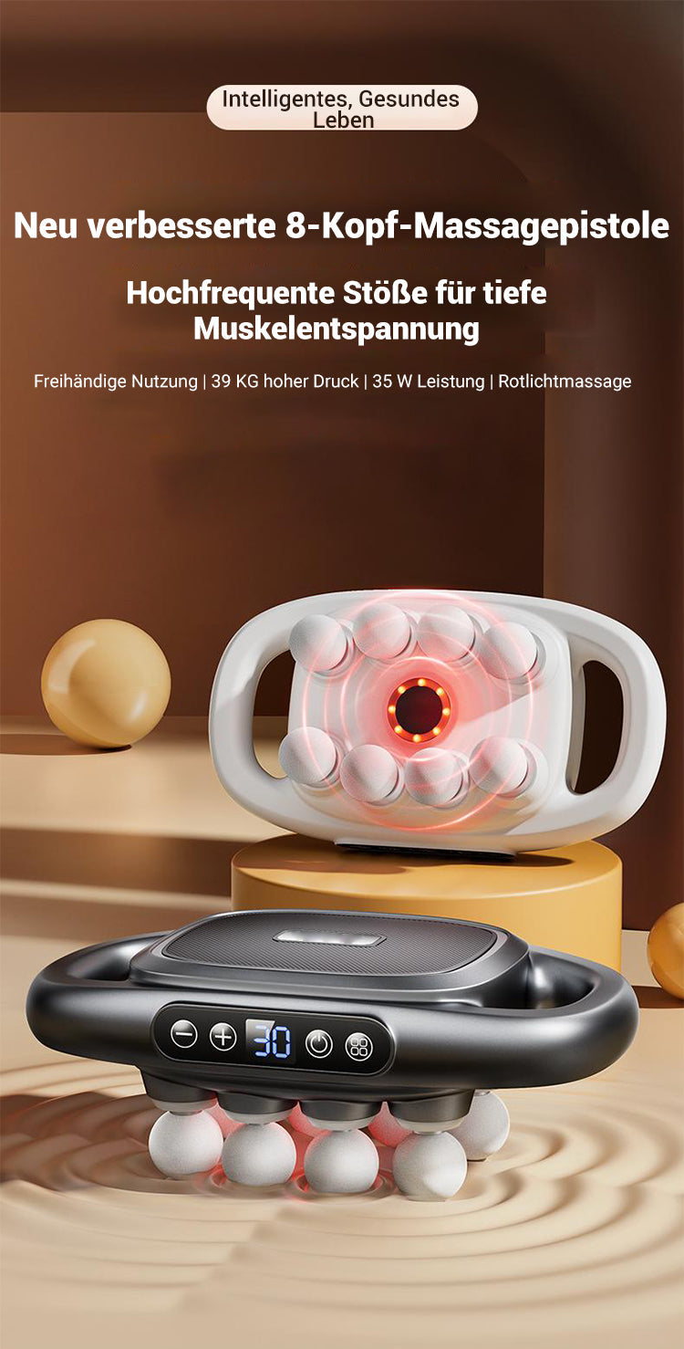 8-Head Massage Gun – Deep Tissue Percussion with Multiple Attachments