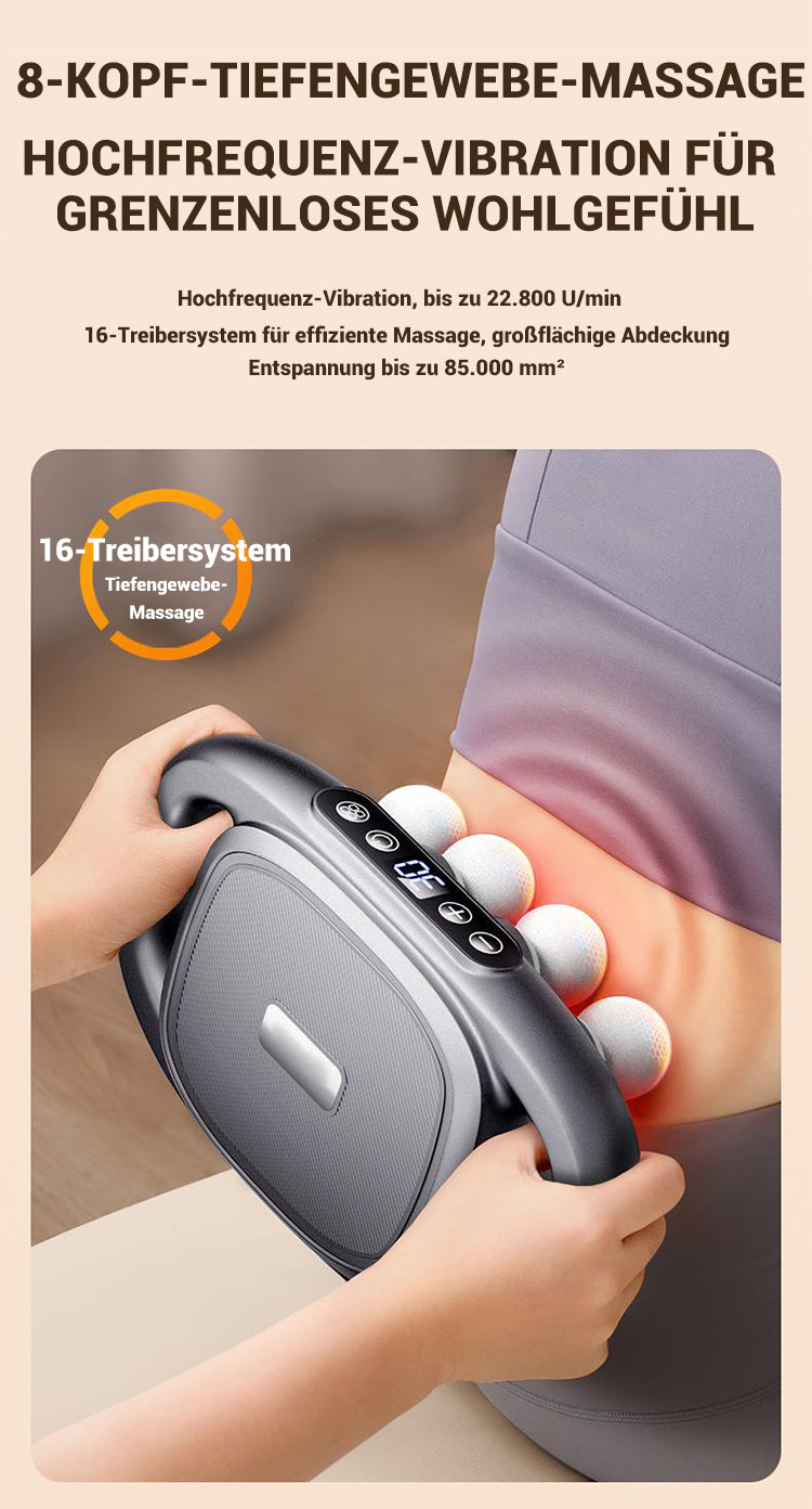 8-Head Massage Gun – Deep Tissue Percussion with Multiple Attachments